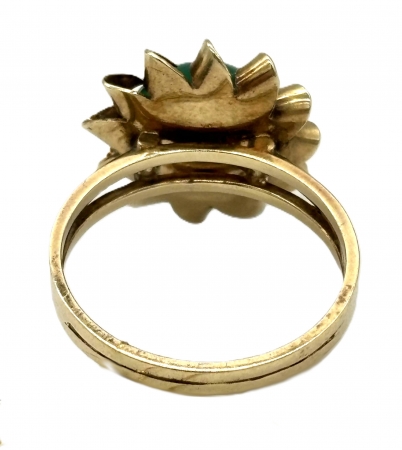 Pierścionek złoty z chryzoprazem