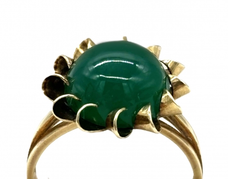 Pierścionek złoty z chryzoprazem