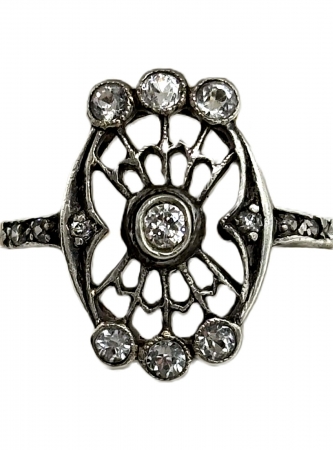 Pierścionek secesyjny złoto-srebrny