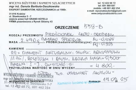 Pierścionek złoto-srebrny z diamentami