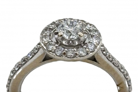 Pierścionek - białe złoto z brylantami