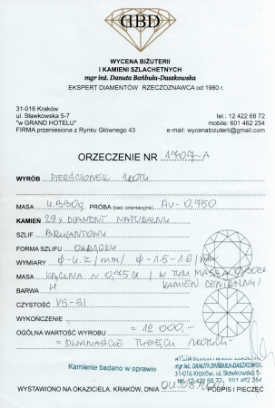 Pierścionek - białe złoto z brylantami