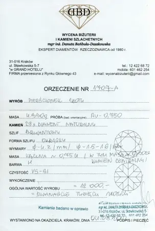 Pierścionek - białe złoto z brylantami