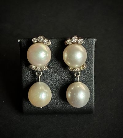 Kolczyki z perłą i diamentami