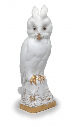 Figurka porcelanowa Sowa uszata proj. Fritz Klee, Hutschenreuther ok. 1920 roku