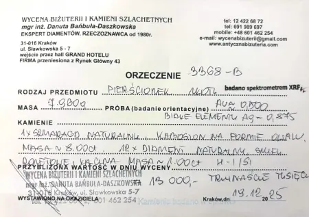Pierścionek złoty ze szmaragdem
