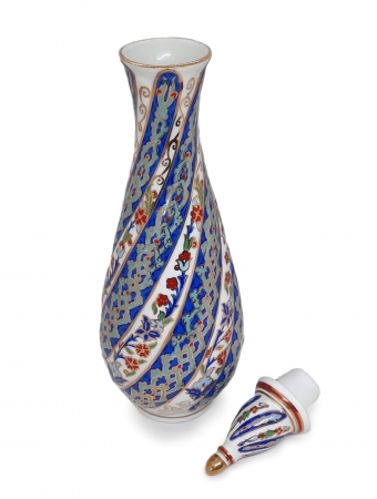 Karafka porcelanowa z korkiem ręcznie malowana, Kütahya Porselen, Turcja