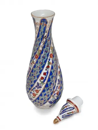 Karafka porcelanowa z korkiem ręcznie malowana, Kütahya Porselen, Turcja