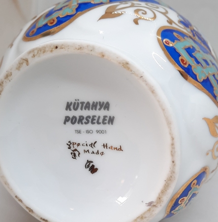 Karafka porcelanowa z korkiem ręcznie malowana, Kütahya Porselen, Turcja