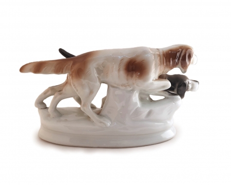 Figurka porcelanowa Para psów myśliwskich Grafenthal, Carl Scheidig