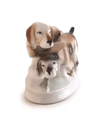 Figurka porcelanowa Para psów myśliwskich Grafenthal, Carl Scheidig