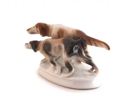Figurka porcelanowa Para psów myśliwskich Grafenthal, Carl Scheidig