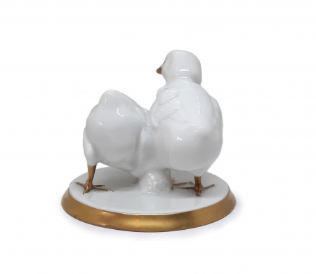 Figurka porcelanowa Para kurcząt Niemcy, Lorenz Hutschenreuther Selb I poł. XX w.