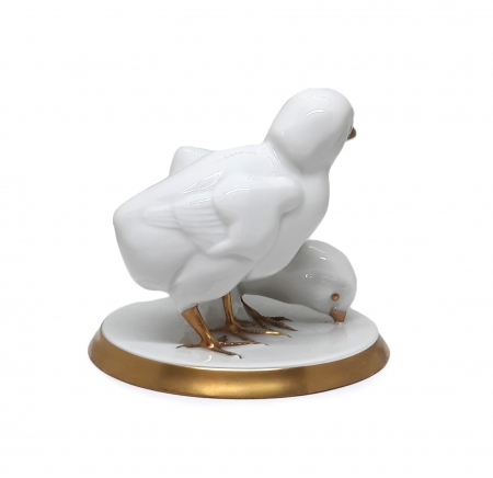 Figurka porcelanowa Para kurcząt Niemcy, Lorenz Hutschenreuther Selb I poł. XX w.