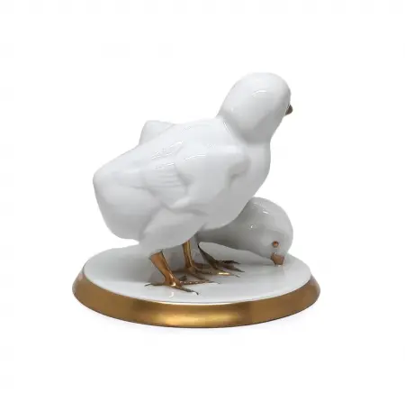 Figurka porcelanowa Para kurcząt Niemcy, Lorenz Hutschenreuther Selb I poł. XX w.