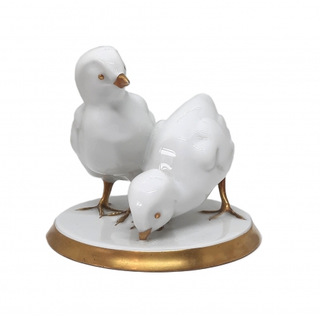 Figurka porcelanowa Para kurcząt Niemcy, Lorenz Hutschenreuther Selb I poł. XX w.