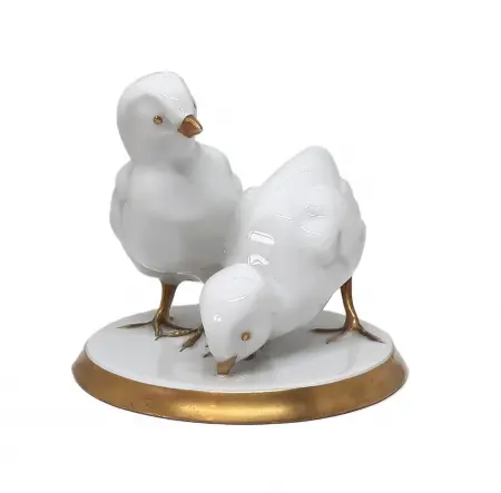 Figurka porcelanowa Para kurcząt Niemcy, Lorenz Hutschenreuther Selb I poł. XX w.