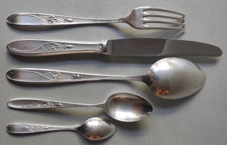 ZESTAW SREBRNYCH SZTUĆCÓW WWS Warszawa, lata 50 XX w.