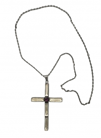 Pektorał srebrny z kryształami górskimi