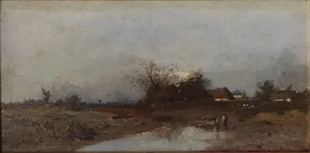 Pejzaż wiejski ze stawem 1881