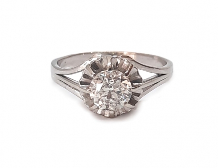 Pierścionek złoty z brylantem w starym szlifie, I poł. XX w.