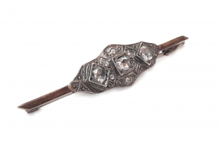 Broszka złoto - srebrna z diamentami