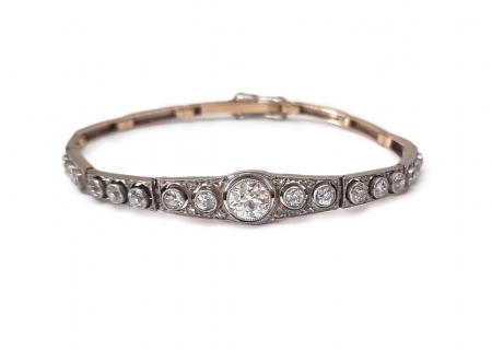 Bransoletka złota z elementami platyny i brylantami; lata 20./30. XX w.