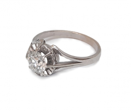 Pierścionek złoty z brylantem w starym szlifie, I poł. XX w.