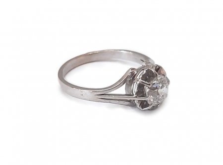 Pierścionek złoty z brylantem w starym szlifie, I poł. XX w.