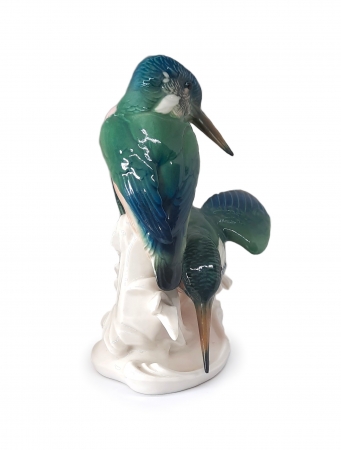 Figurka porcelanowa Para zimorodków, Karl ENS I poł. XX w.
