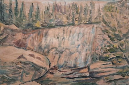 Pejzaż spod Karpacza (Wodospad Szklarka), 1952 r.