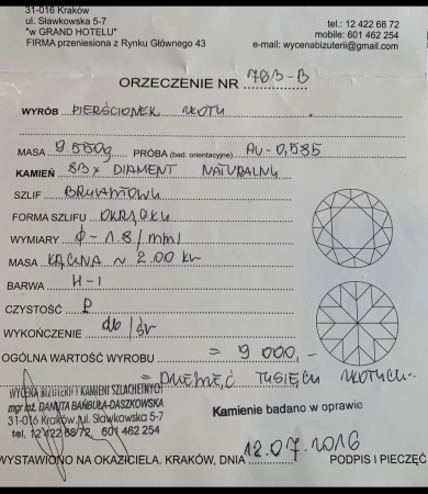 Pierścionek z brylantami