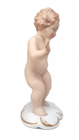 Figurka porcelanowa Putto z pieskiem, Gerold Porzellan Bavaria XX w.