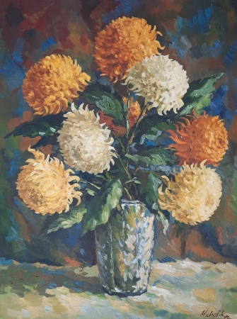 Chryzantemy w wazonie 1972 r.