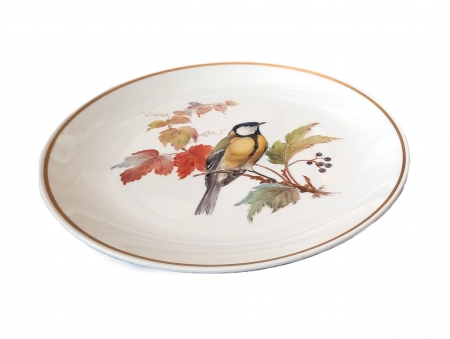 Porcelanowy talerz do zawieszenia Sikorka sygn. Miśnia