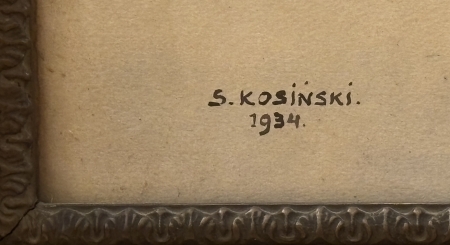 PEJZAŻ ZIMOWY Z ZAMARZNIĘTĄ RZEKĄ