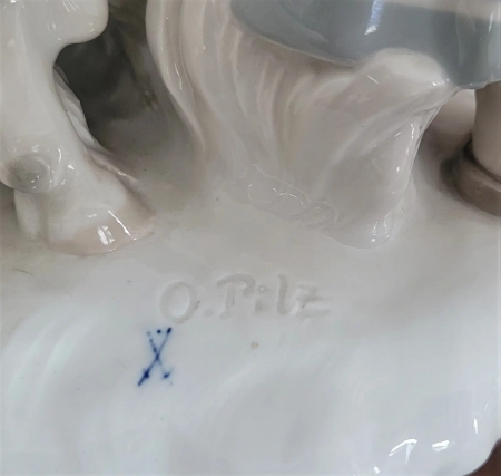 Figura porcelanowa Dziewczyna z kozłami, Miśnia, Otto Pilz, lata 1924-1934