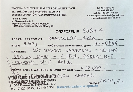 Bransoletka z diamentami