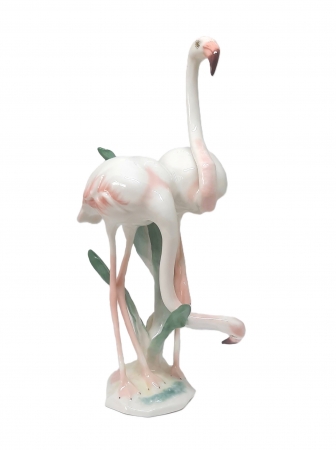 Figurka porcelanowa Para flamingów, Niemcy / Hutschenreuther II poł. XX w.