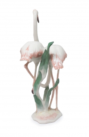 Figurka porcelanowa Para flamingów, Niemcy / Hutschenreuther II poł. XX w.