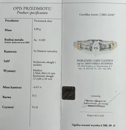 Pierścionek z brylantami