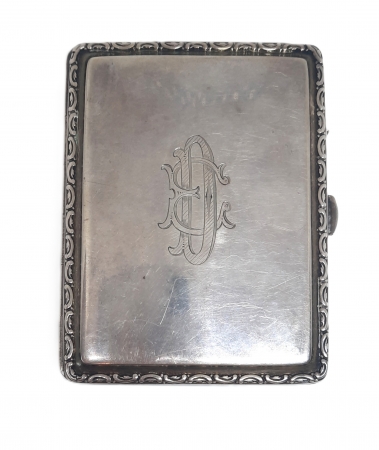 Srebrna papierośnica z monogramem wiązanym ED, Wilhelm Binder, Schwabisch Gmund