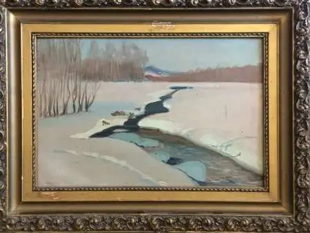 Pejzaż zimowy z rzeką